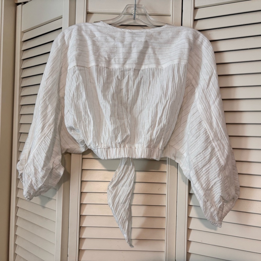 Moon River White Tie-Front Blouse | Sz M | NWT - Picture 4 of 7